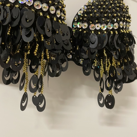 Gold Sequin Sparkly Black Bra - Picture 3 of 5